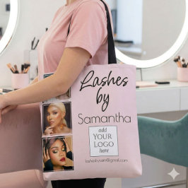 Blush Pink Script Logo 3 Photo Lash Tech Business トートバッグ
