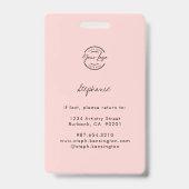 Blush Pink Script Logo Employee ID Photo Makeup バッジ (裏面)