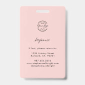Blush Pink Script Logo Employee Photo ID Makeup バッジ (裏面)