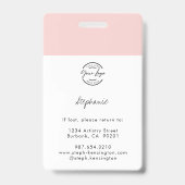 Blush Pink Script Logo Employee Photo Makeup バッジ (裏面)