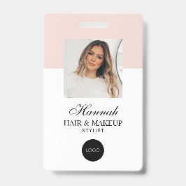 Blush Pink Script Logo Hair Photo Makeup Badge バッジ