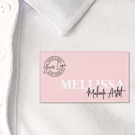 Blush Pink Script Logo Makeup 名札
