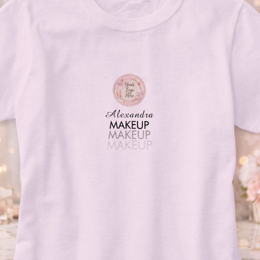 Blush Pink Script Logo Makeup Staff Tシャツ