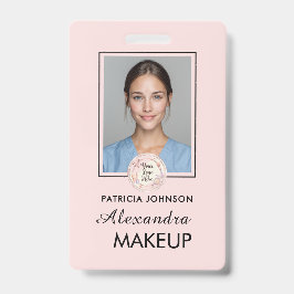 Blush Pink Script Logo Photo バッジ