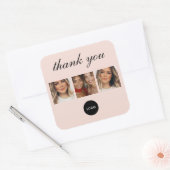 Blush Pink Script Logo Photo Hair Makeup Thank You スクエアシール (封筒)