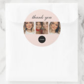 Blush Pink Script Logo Photo Hair Makeup Thank You ラウンドシール (バッグ)