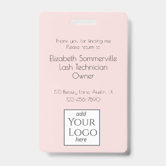 Blush Pink Script Logo Photo Lash バッジ (裏面)