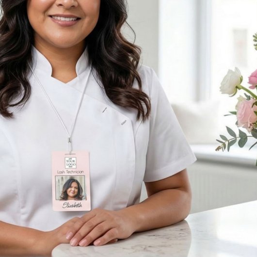 Blush Pink Script Logo Photo Lash バッジ