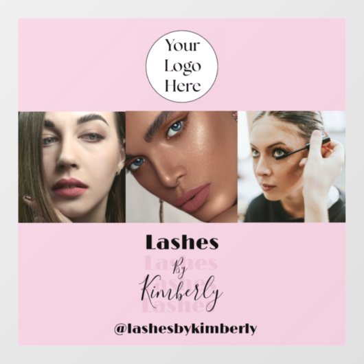 Blush Pink Script Logo Photo Lash Studio ウィンドウサイン (シート)
