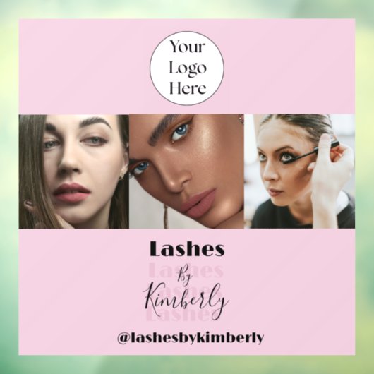 Blush Pink Script Logo Photo Lash Studio ウィンドウサイン (シート3)