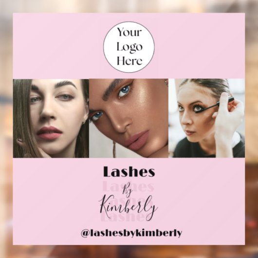 Blush Pink Script Logo Photo Lash Studio ウィンドウサイン (シート2)