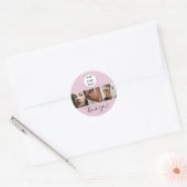 Blush Pink Script Logo Photo Lash Studio Thank You ラウンドシール (封筒)