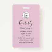 Blush Pink Script Logo Photo Lashes and Brows バッジ (裏面)