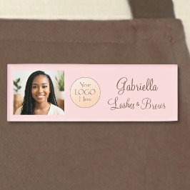 Blush Pink Script Logo Photo Lashes and Brows 名札