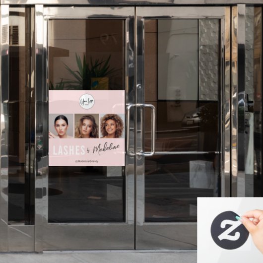Blush Pink Script Logo Photo Lashes Studio ウィンドウサイン (オフィスドア)