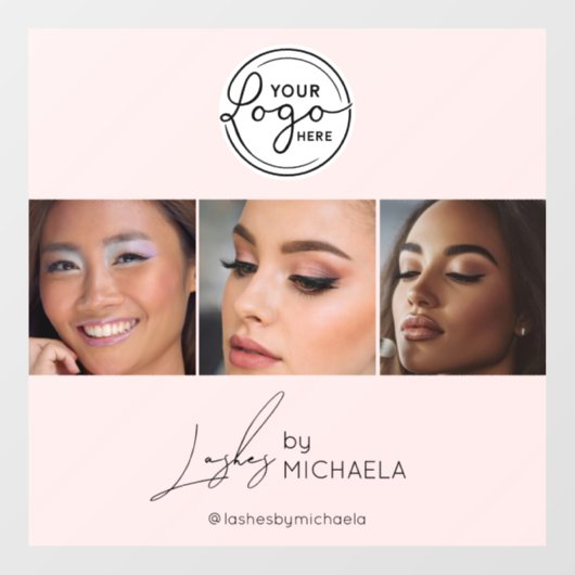 Blush Pink Script Logo Photo Lashes Studio  ウィンドウサイン (シート)