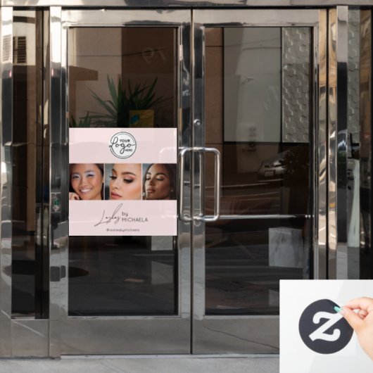 Blush Pink Script Logo Photo Lashes Studio  ウィンドウサイン (オフィスドア)