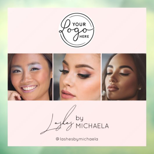 Blush Pink Script Logo Photo Lashes Studio  ウィンドウサイン (シート3)