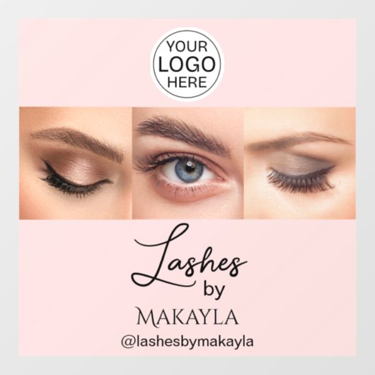 Blush Pink Script Logo Photo Lashes Studio ウィンドウサイン (シート)