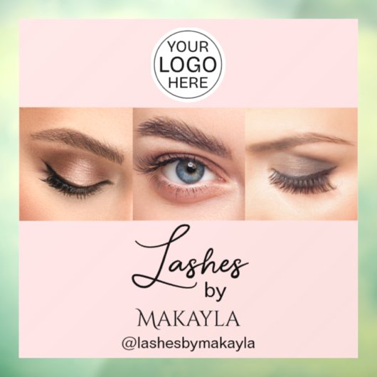 Blush Pink Script Logo Photo Lashes Studio ウィンドウサイン (シート3)