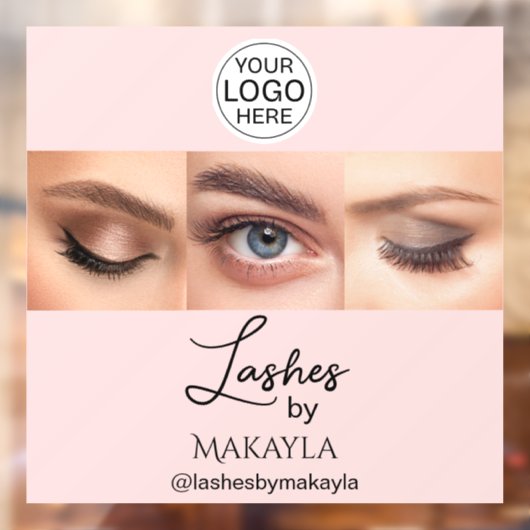 Blush Pink Script Logo Photo Lashes Studio ウィンドウサイン (シート2)