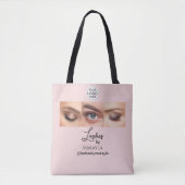 Blush Pink Script Logo Photo Lashes Studio トートバッグ (正面)