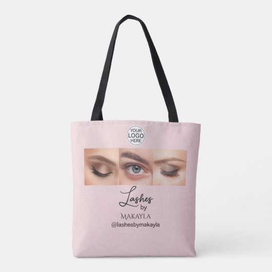Blush Pink Script Logo Photo Lashes Studio トートバッグ (裏面)