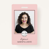 Blush Pink Script Logo Photo Lashes Studio バッジ (正面)