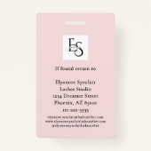Blush Pink Script Logo Photo Lashes Studio バッジ (裏面)