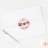 Blush Pink Script Logo Photo Lashes Thank You ラウンドシール (封筒)