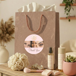 Blush Pink Script Logo Photo Lashes Thank You  ラウンドシール