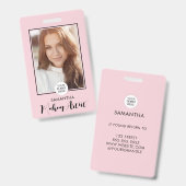 Blush Pink Script Logo Photo Makeup  バッジ (正面＆裏面)