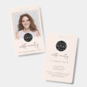 Blush Pink Script Logo Photo Makeup バッジ (正面＆裏面)