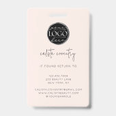 Blush Pink Script Logo Photo Makeup バッジ (裏面)