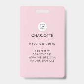 Blush Pink Script Logo Photo Makeup  バッジ (裏面)