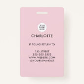 Blush Pink Script Logo Photo Makeup バッジ (裏面)