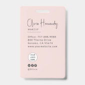 Blush Pink Script Logo Photo Makeup  バッジ (裏面)