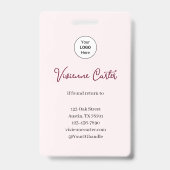 Blush Pink Script Logo Photo Makeup バッジ (裏面)