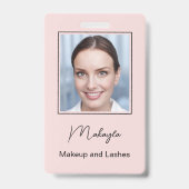 Blush Pink Script Logo Photo Makeup  バッジ (正面)