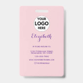 Blush Pink Script Logo Photo Makeup バッジ (裏面)