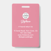 Blush Pink Script Logo Photo Makeup バッジ (裏面)