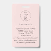 Blush Pink Script Logo Photo Makeup バッジ (裏面)