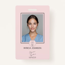 Blush Pink Script Logo Photo Makeup バッジ