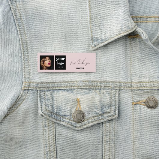 Blush Pink Script Logo Photo Makeup  名札 (インサイチュ)