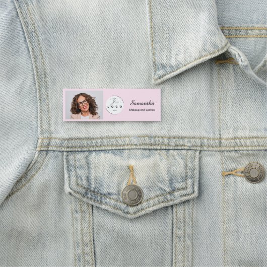 Blush Pink Script Logo Photo Makeup 名札 (インサイチュ)