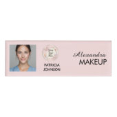 Blush Pink Script Logo Photo Makeup 名札 (正面)