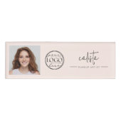 Blush Pink Script Logo Photo Makeup 名札 (正面)