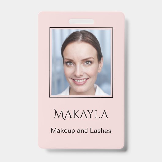 Blush Pink Script Logo Photo Makeup And Lashes バッジ (正面)