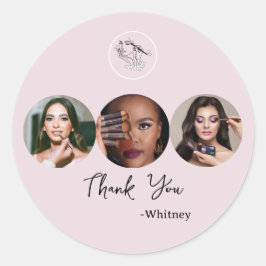 Blush Pink Script Logo Photo Makeup Artist ラウンドシール