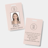 Blush Pink Script Logo Photo Makeup Badge バッジ (正面＆裏面)